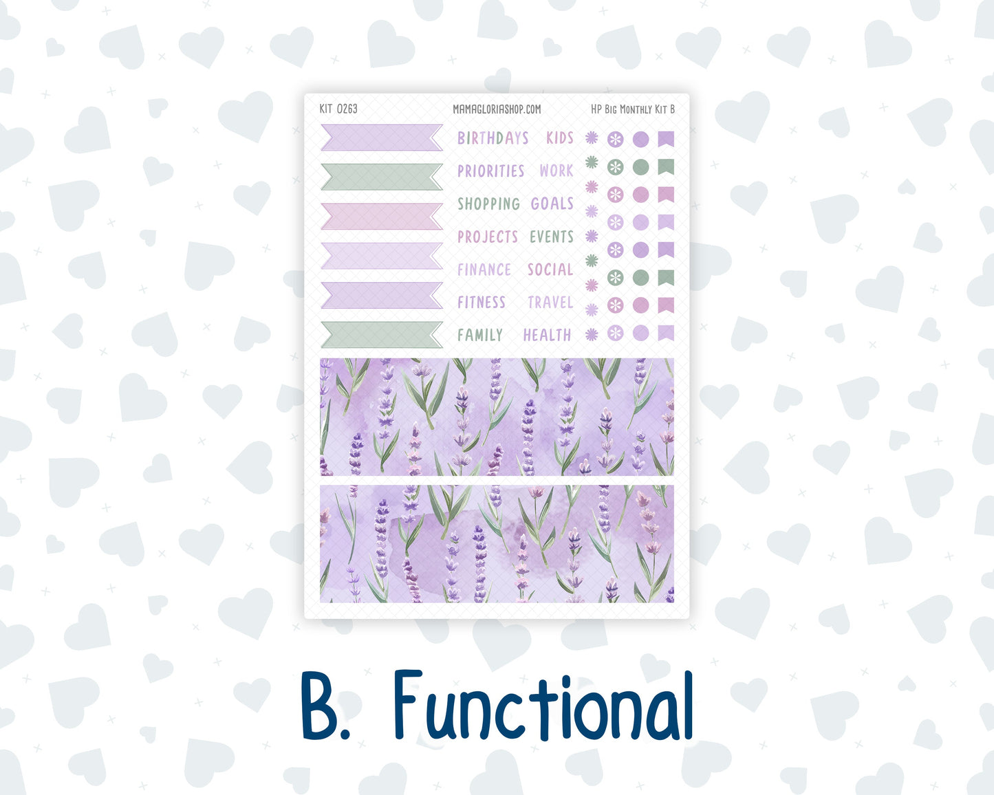 Kit 0263 - HP Big - Monthly Kit - April - Lavender Drift - For Big Happy Planner