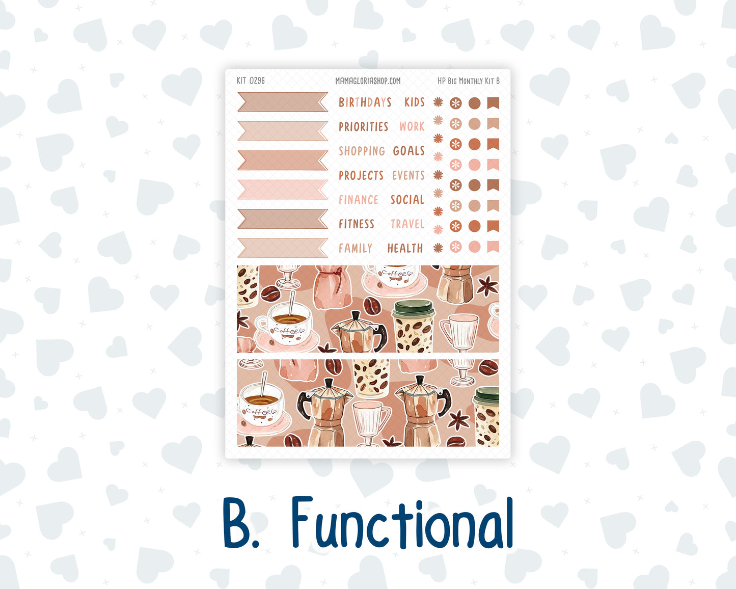 Kit 0296 - HP Big - Monthly Kit - September - Coffee Break - For Big Happy Planner