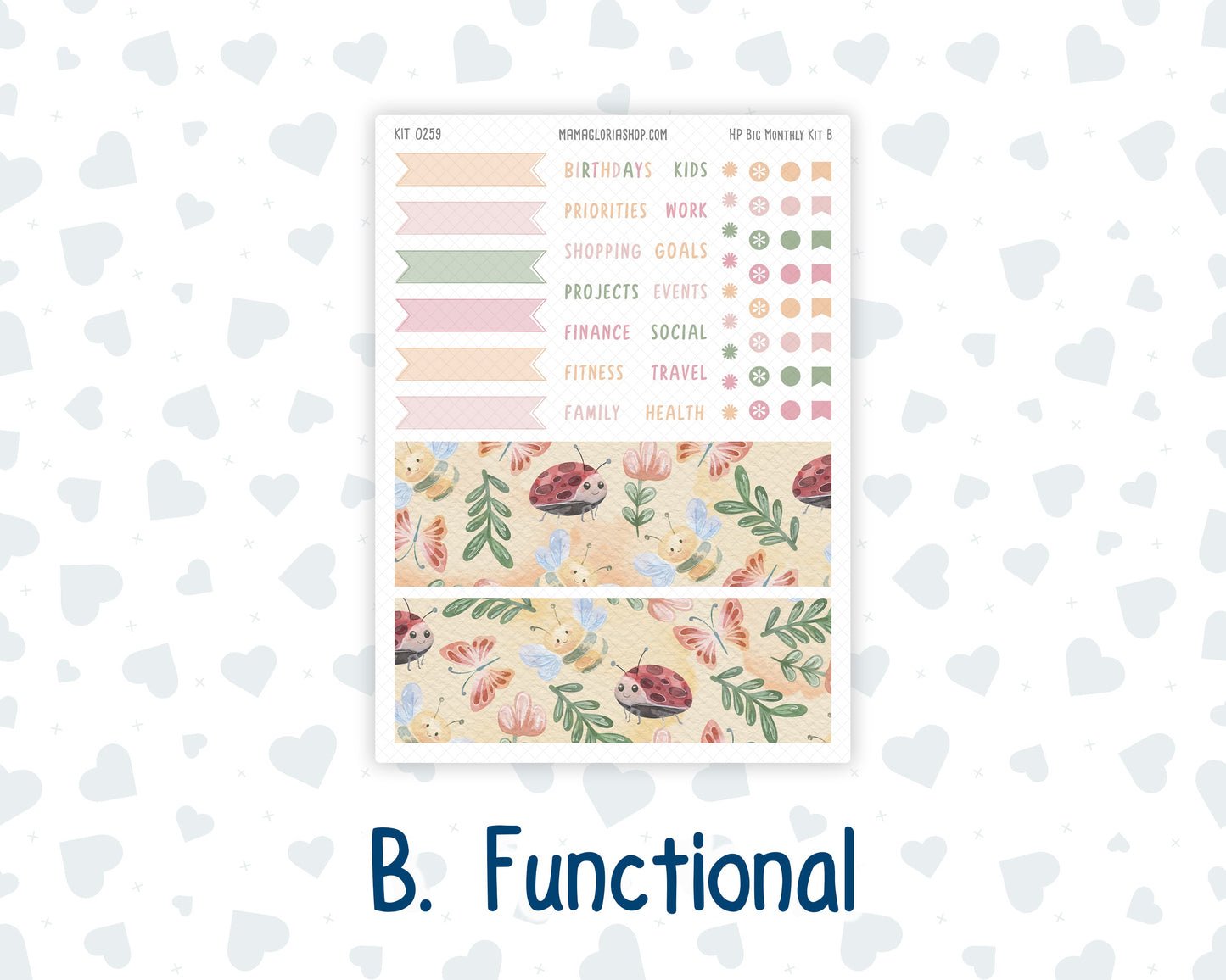 Kit 0259 - HP Big - Monthly Kit - March - Spring Garden Chores - For Big Happy Planner