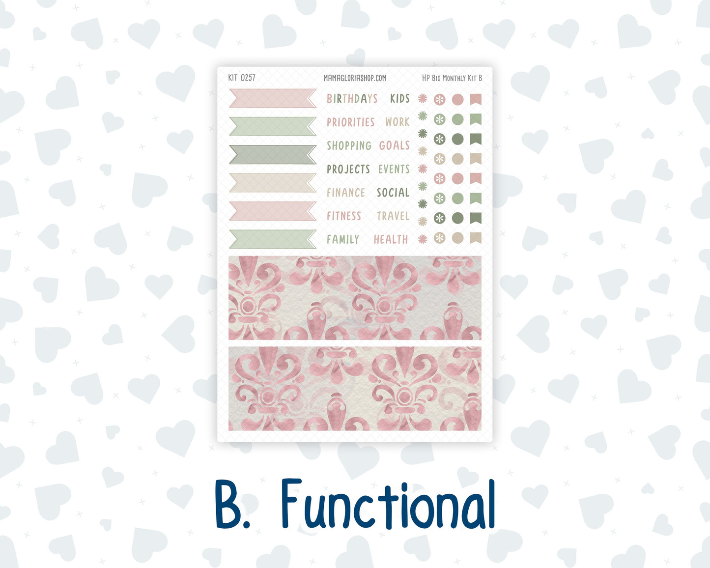 Kit 0257 - HP Big - Monthly Kit - March - Blush Garden - For Big Happy Planner