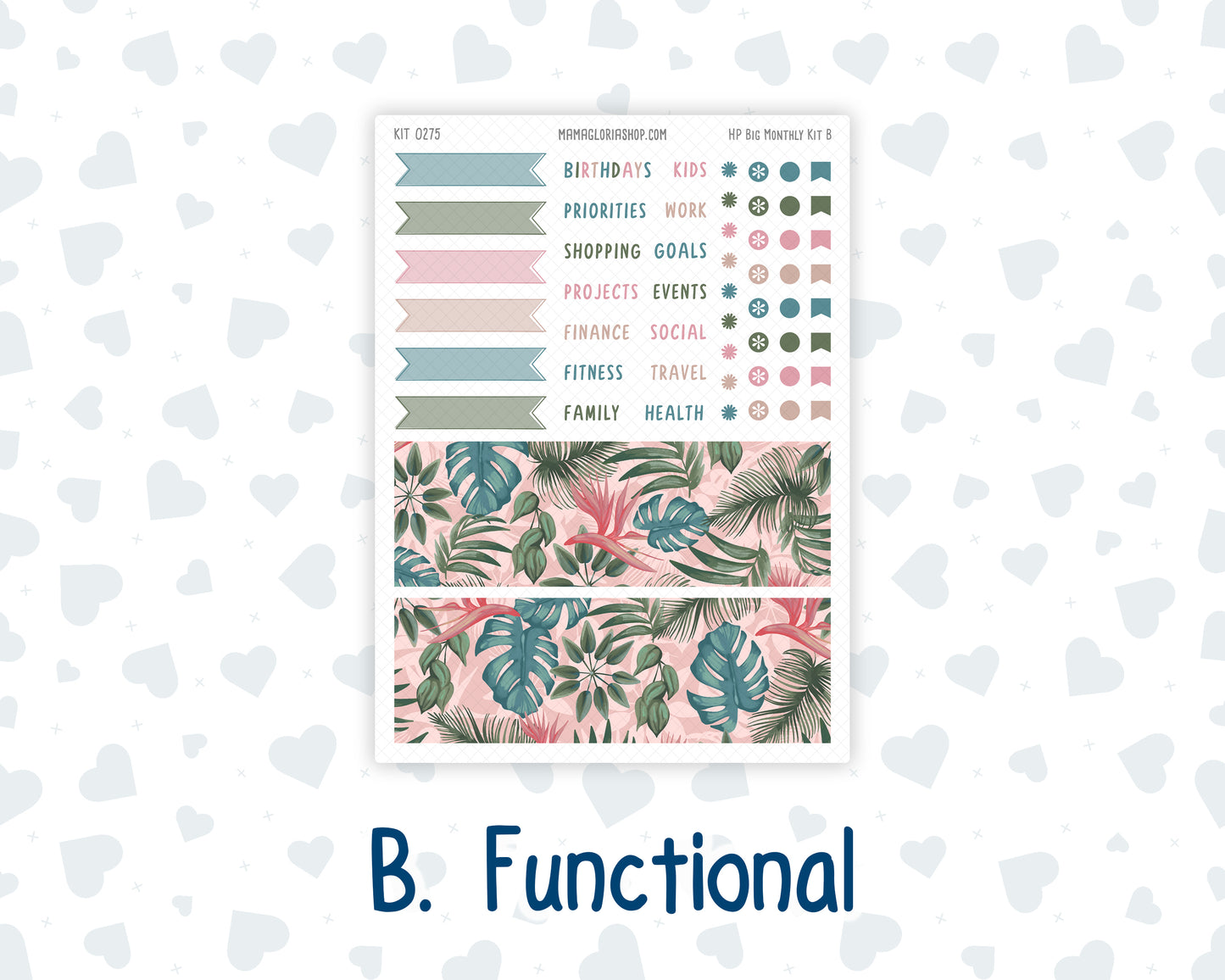 Kit 0275 - HP Big - Monthly Kit - July - Tropical Safari Blush - For Big Happy Planner