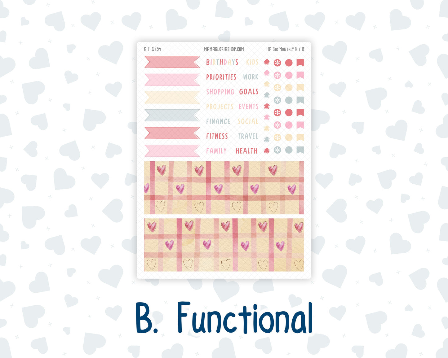 Kit 0254 - HP Big - Monthly Kit - February - Valentine Village - For Big Happy Planner