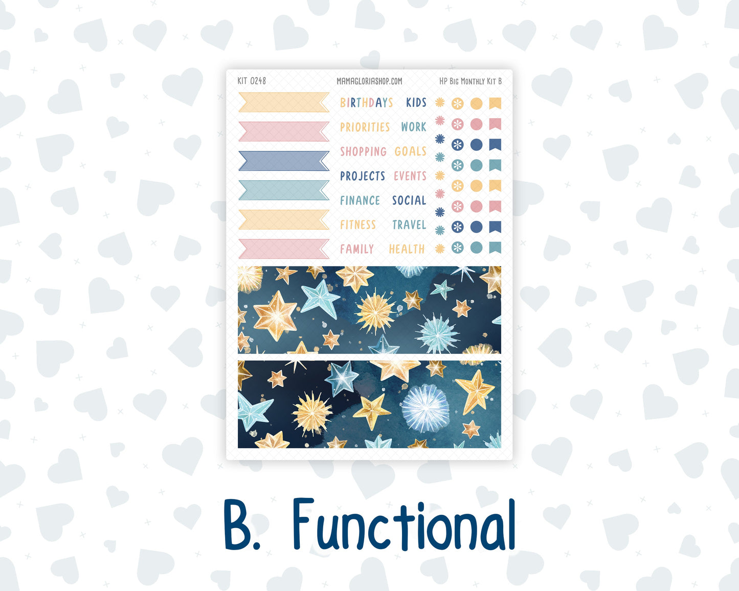 Kit 0248 - HP Big - Monthly Kit - January - Midnight Countdown - For Big Happy Planner