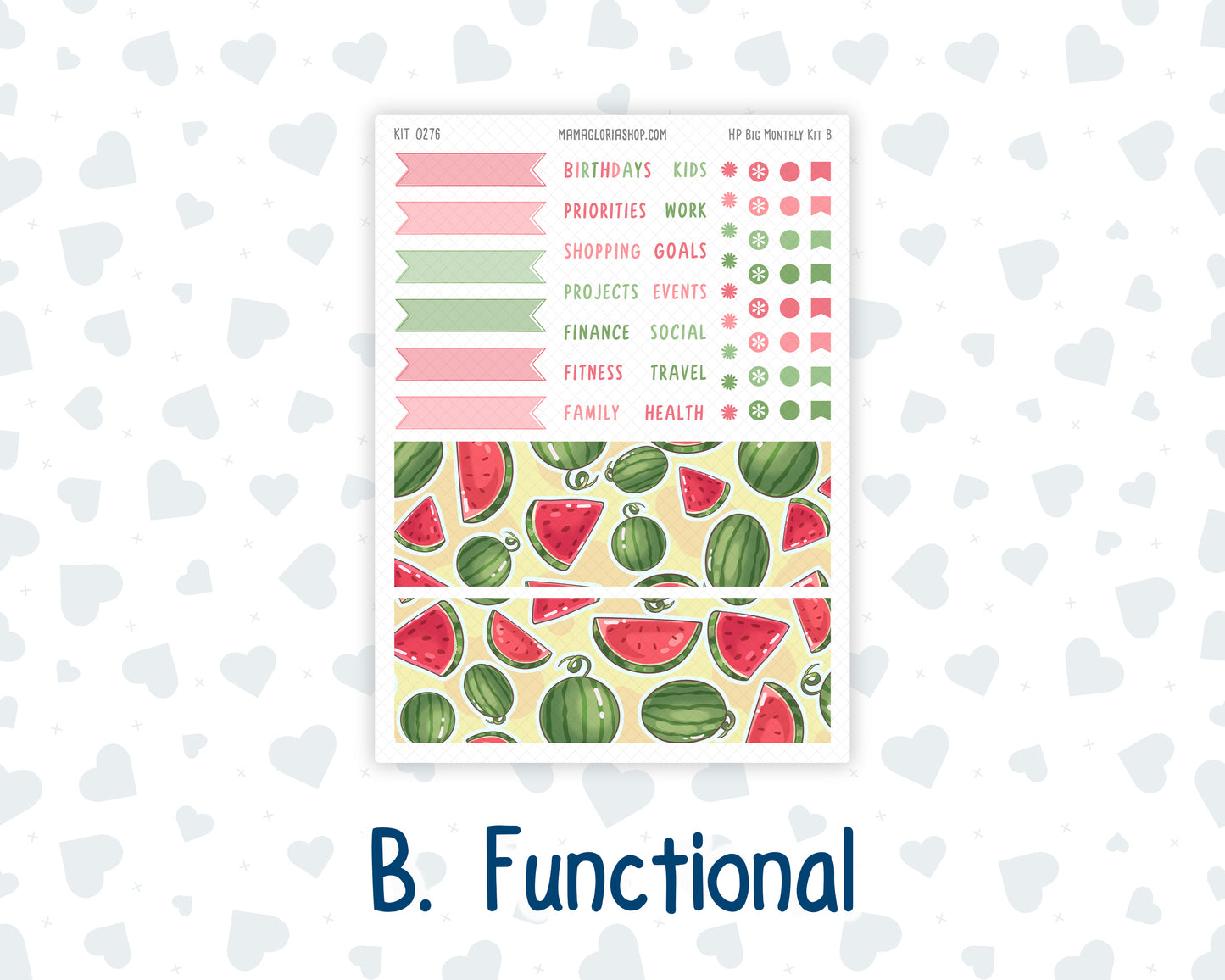 Kit 0276 - HP Big - Monthly Kit - July - Melon Crush - For Big Happy Planner