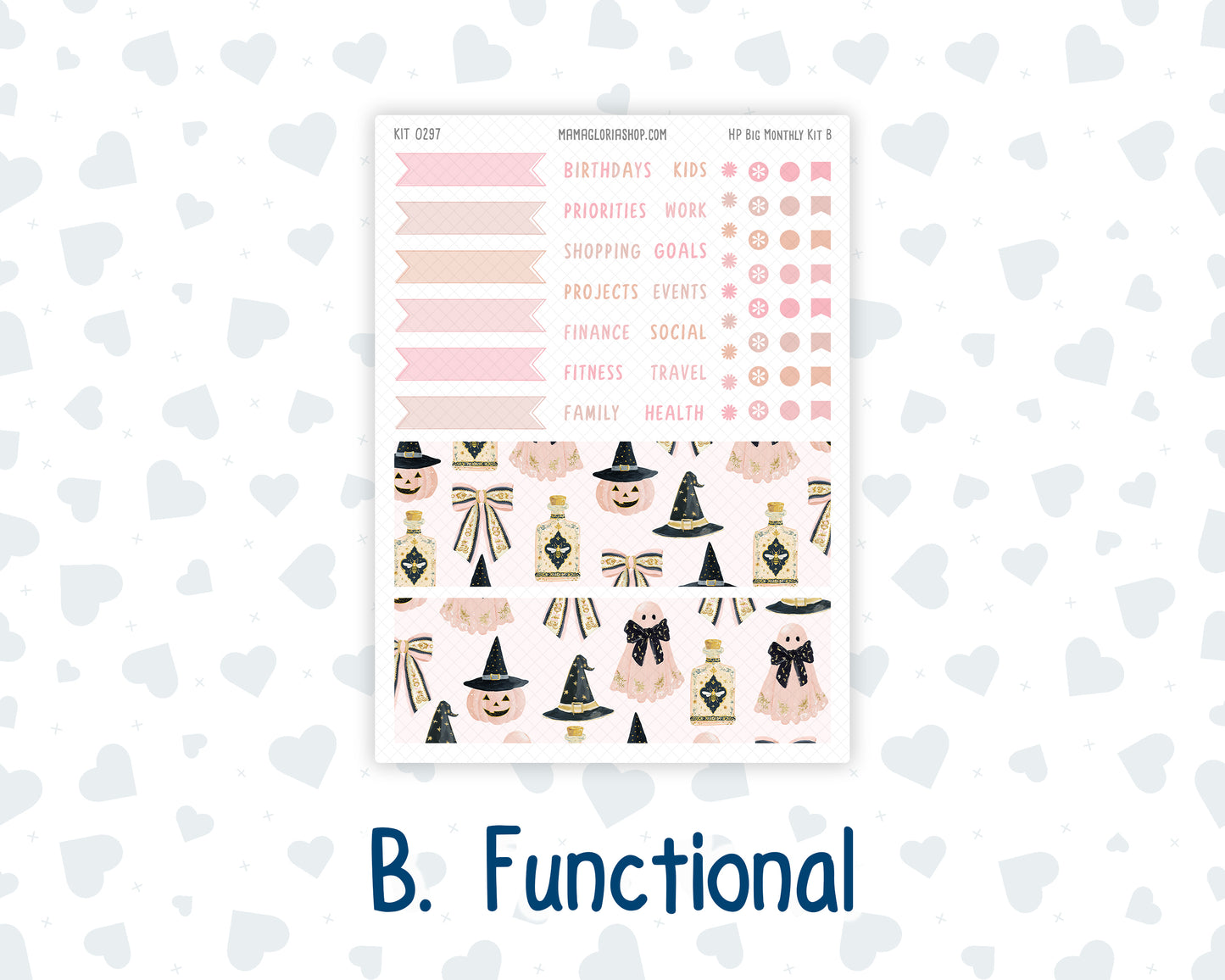 Kit 0297 - HP Big - Monthly Kit - October - Pink Spell - For Big Happy Planner
