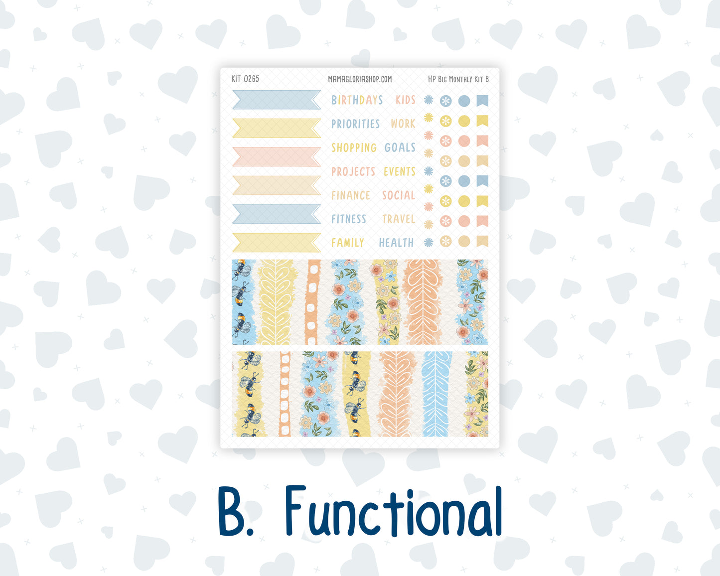 Kit 0265 - HP Big - Monthly Kit - May - Honeybee Sky - For Big Happy Planner
