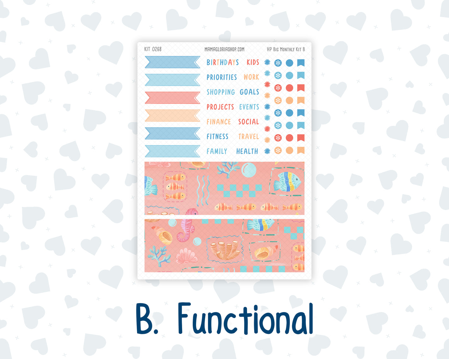Kit 0268 - HP Big - Monthly Kit - June - Sea Sweeties - For Big Happy Planner