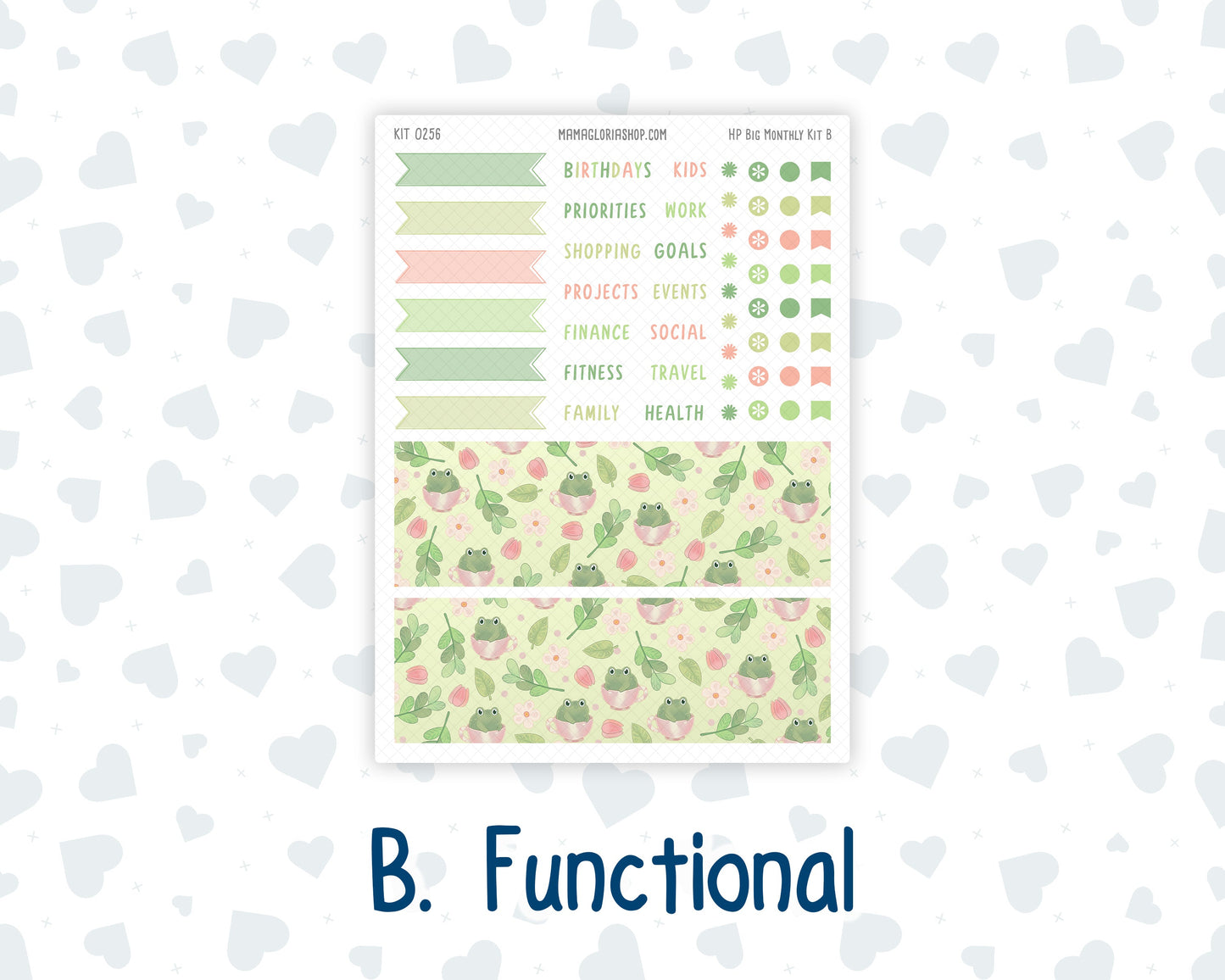 Kit 0256 - HP Big - Monthly Kit - March - Froggy Luck - For Big Happy Planner