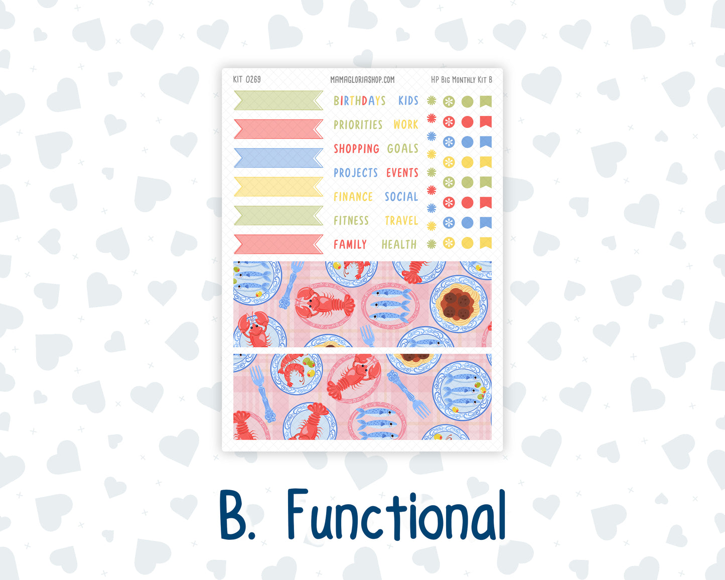 Kit 0269 - HP Big - Monthly Kit - June - Dolce Mare - For Big Happy Planner