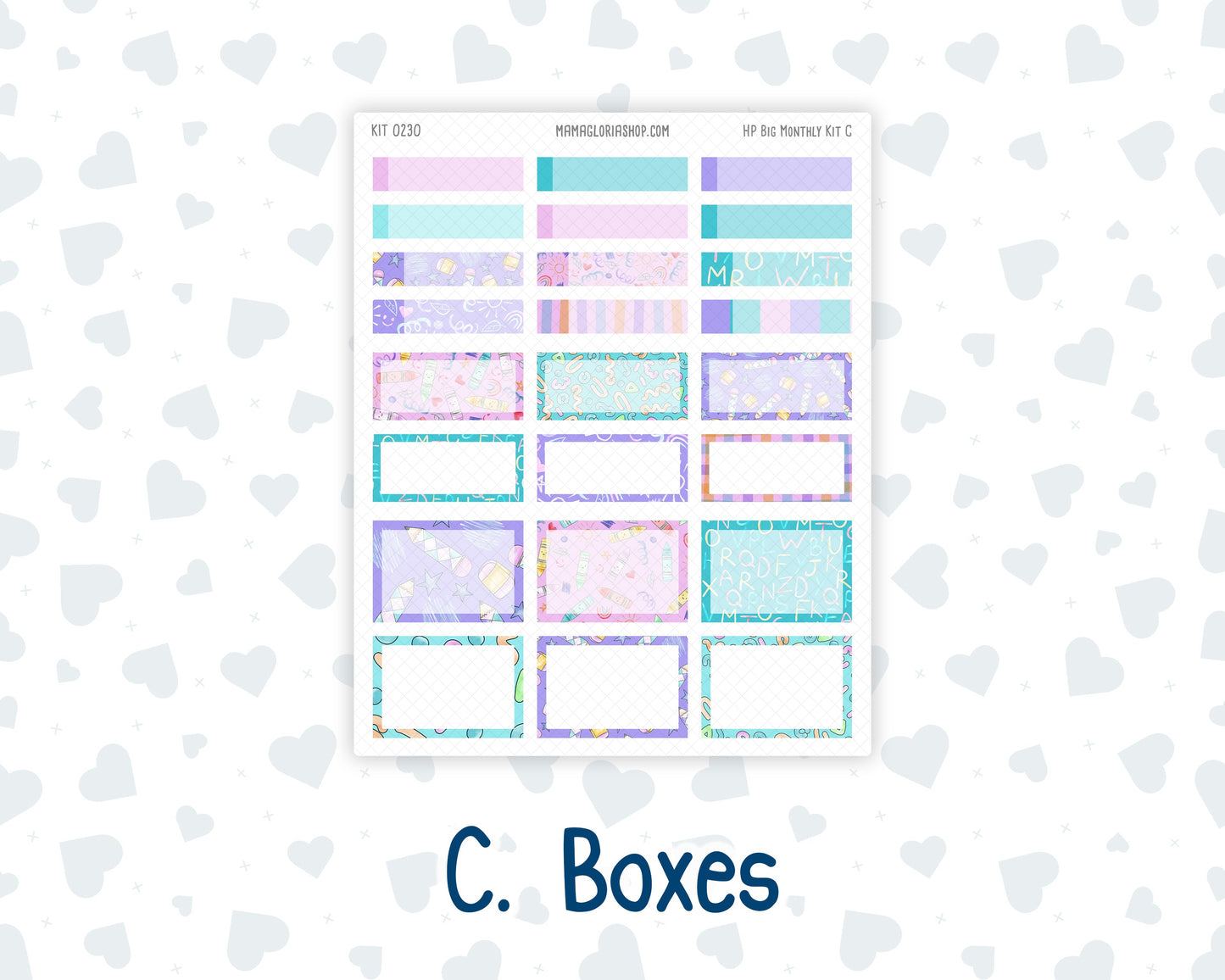 Kit 0230 - HP Big - Monthly Kit - August - School Daze - For Big Happy Planner