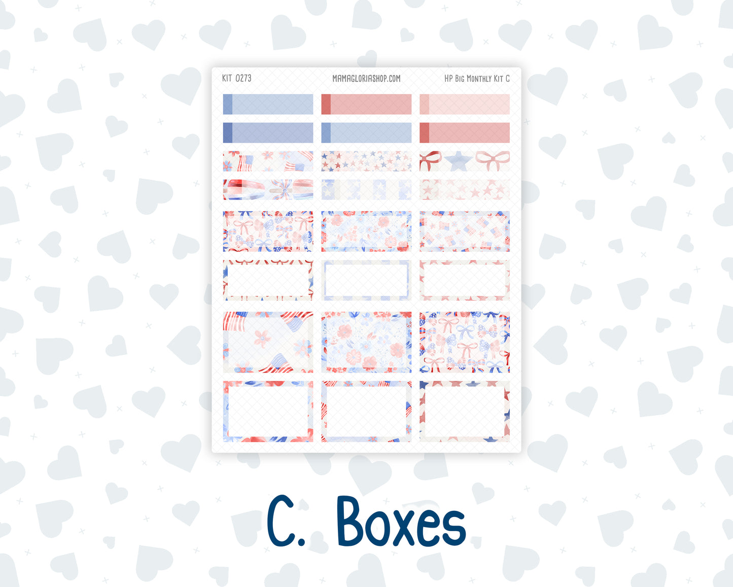 Kit 0273 - HP Big - Monthly Kit - July - Americana In Bloom - For Big Happy Planner