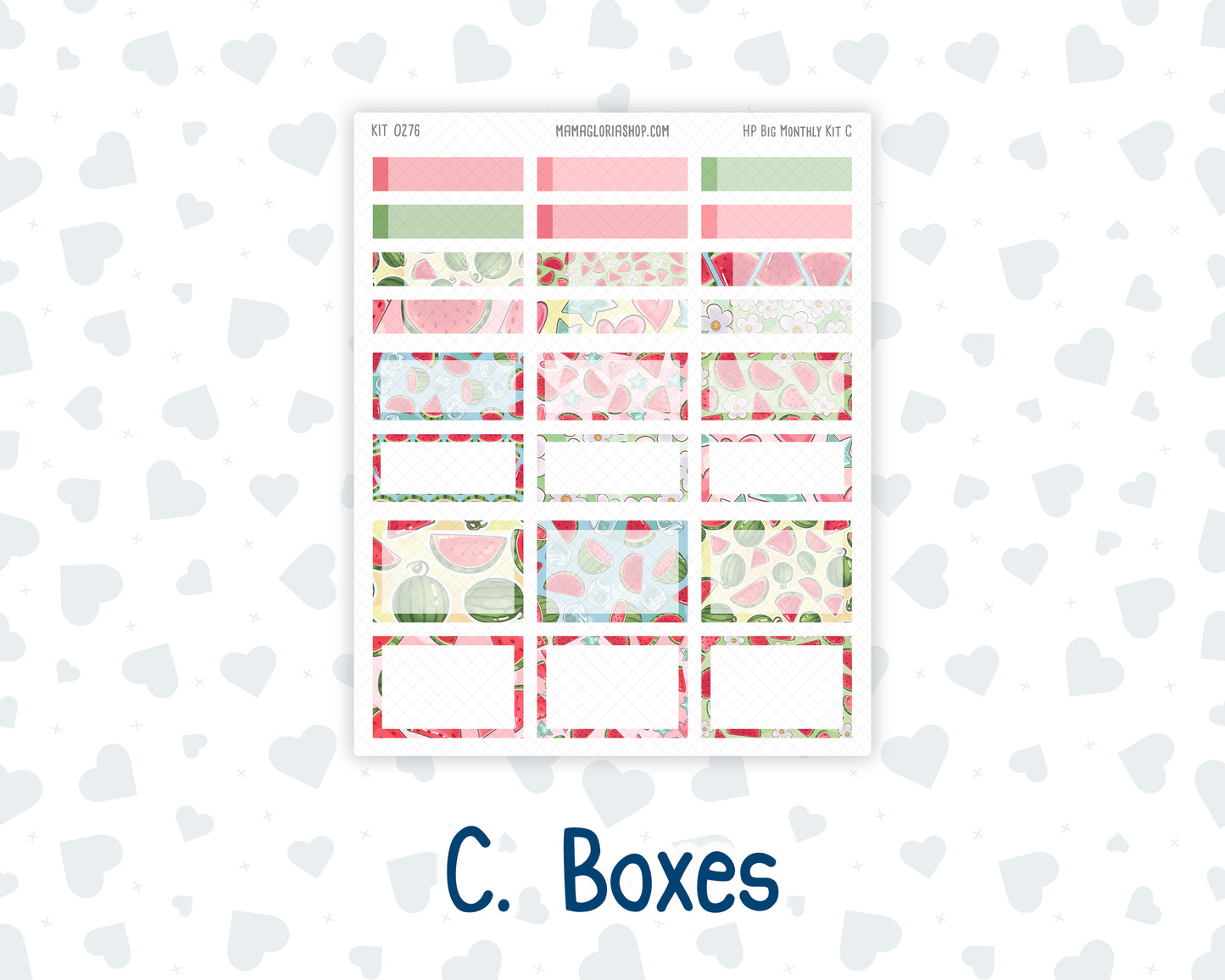 Kit 0276 - HP Big - Monthly Kit - July - Melon Crush - For Big Happy Planner