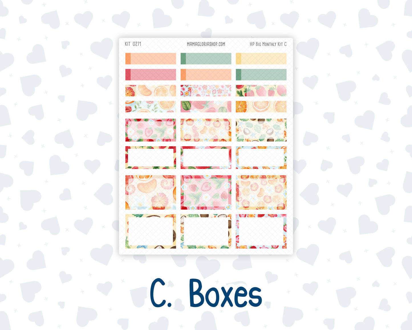 Kit 0271 - HP Big - Monthly Kit - June - Strawberry Shore - For Big Happy Planner