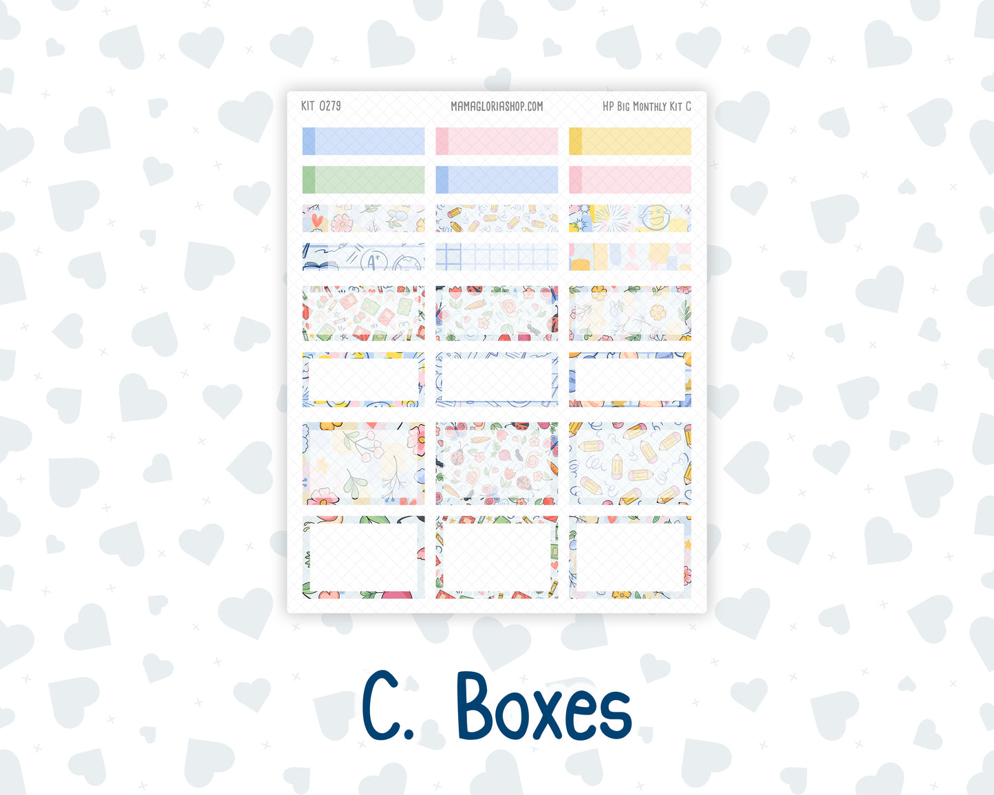 Kit 0279 - HP Big - Monthly Kit - August - Not Ready For School - For Big Happy Planner