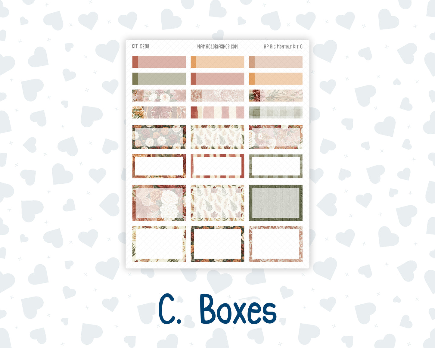 Kit 0298 - HP Big - Monthly Kit - October - Velvet Bloom - For Big Happy Planner
