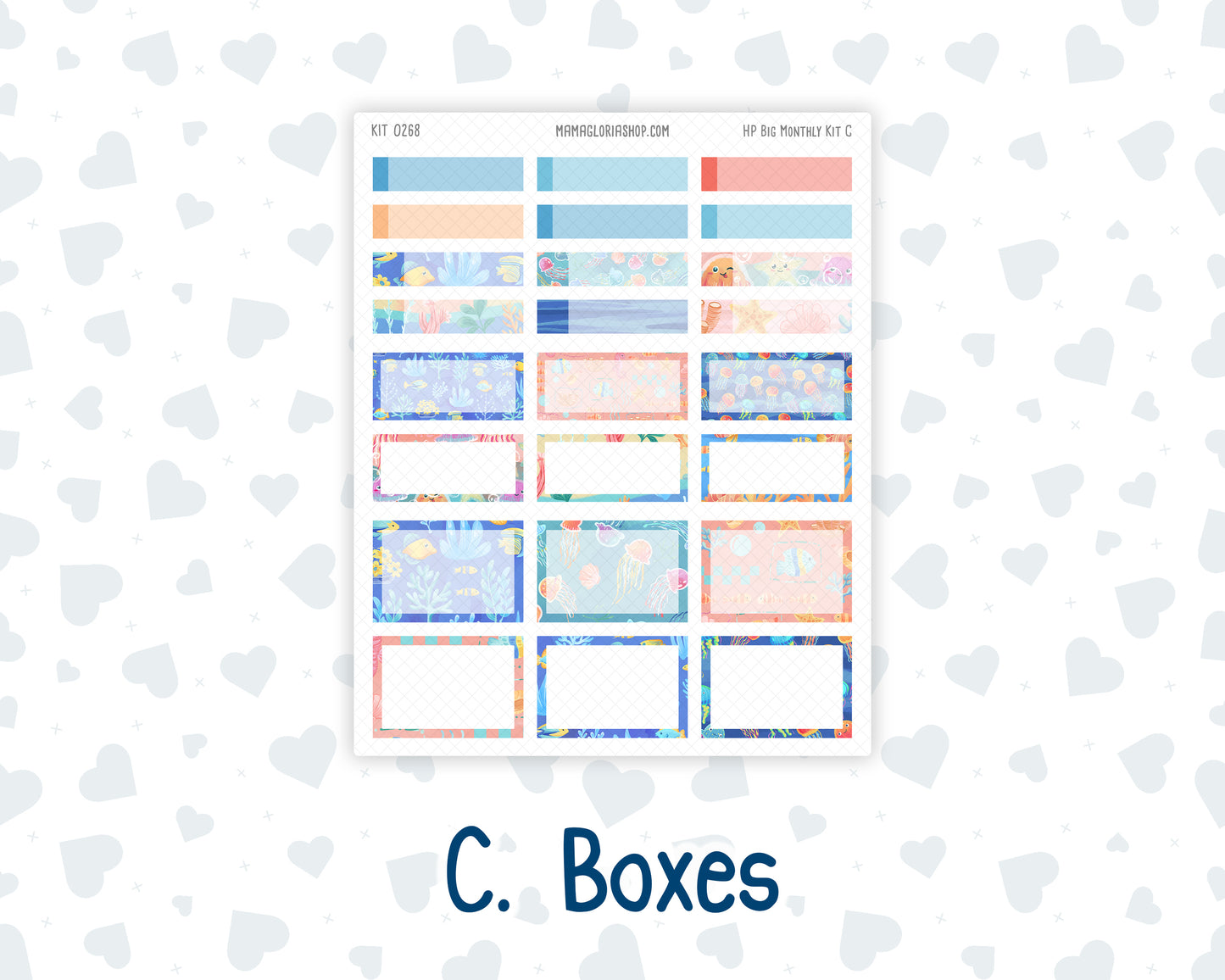 Kit 0268 - HP Big - Monthly Kit - June - Sea Sweeties - For Big Happy Planner
