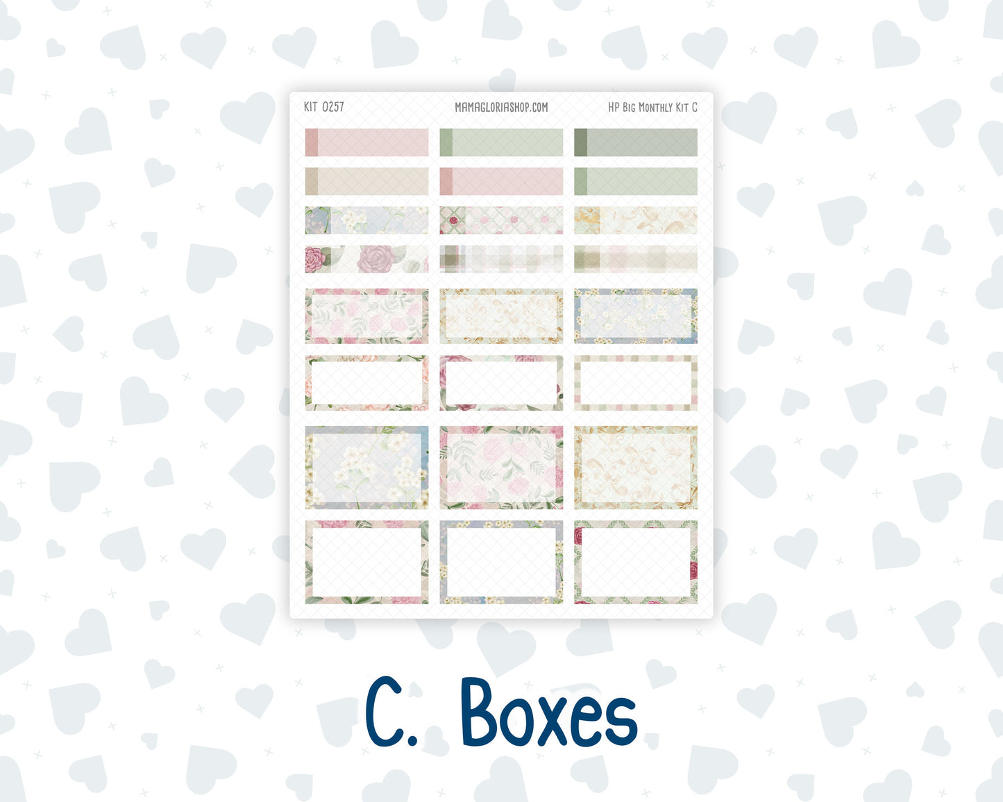 Kit 0257 - HP Big - Monthly Kit - March - Blush Garden - For Big Happy Planner