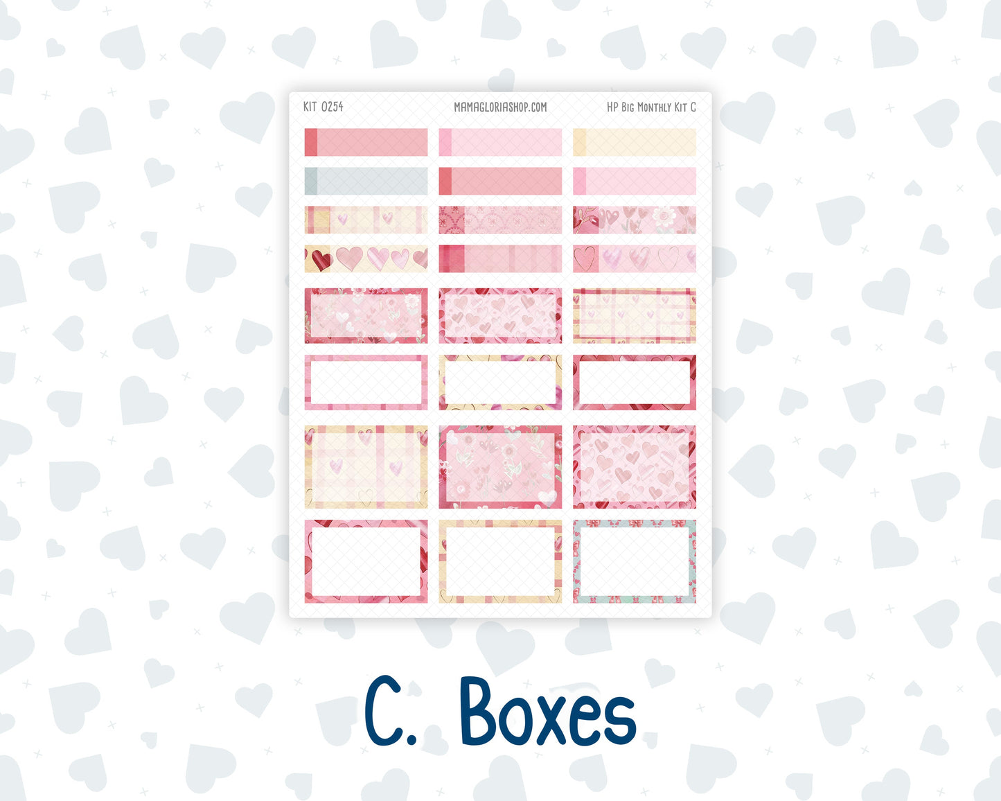 Kit 0254 - HP Big - Monthly Kit - February - Valentine Village - For Big Happy Planner