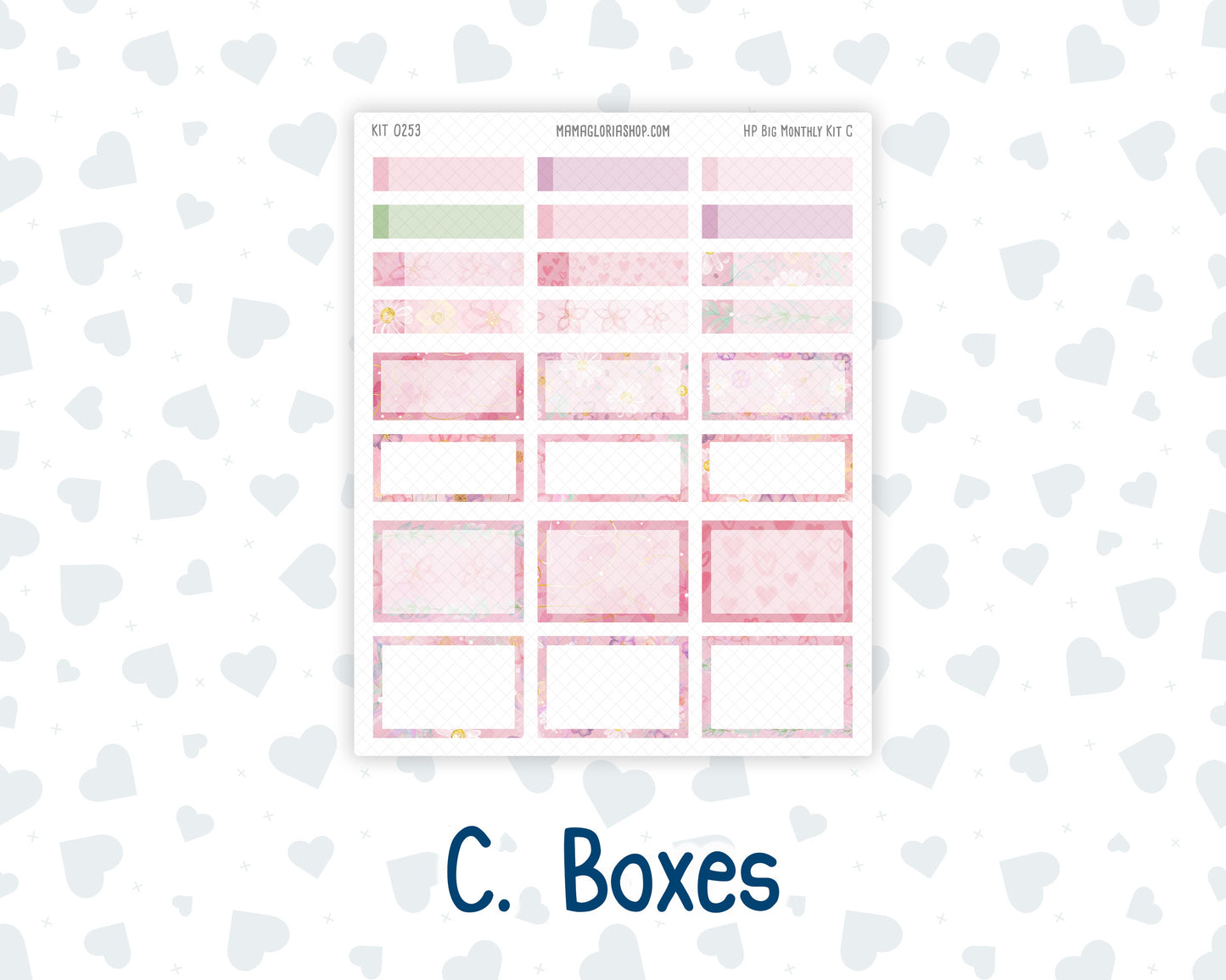 Kit 0253 - HP Big - Monthly Kit - February - Rosy Daydreams - For Big Happy Planner