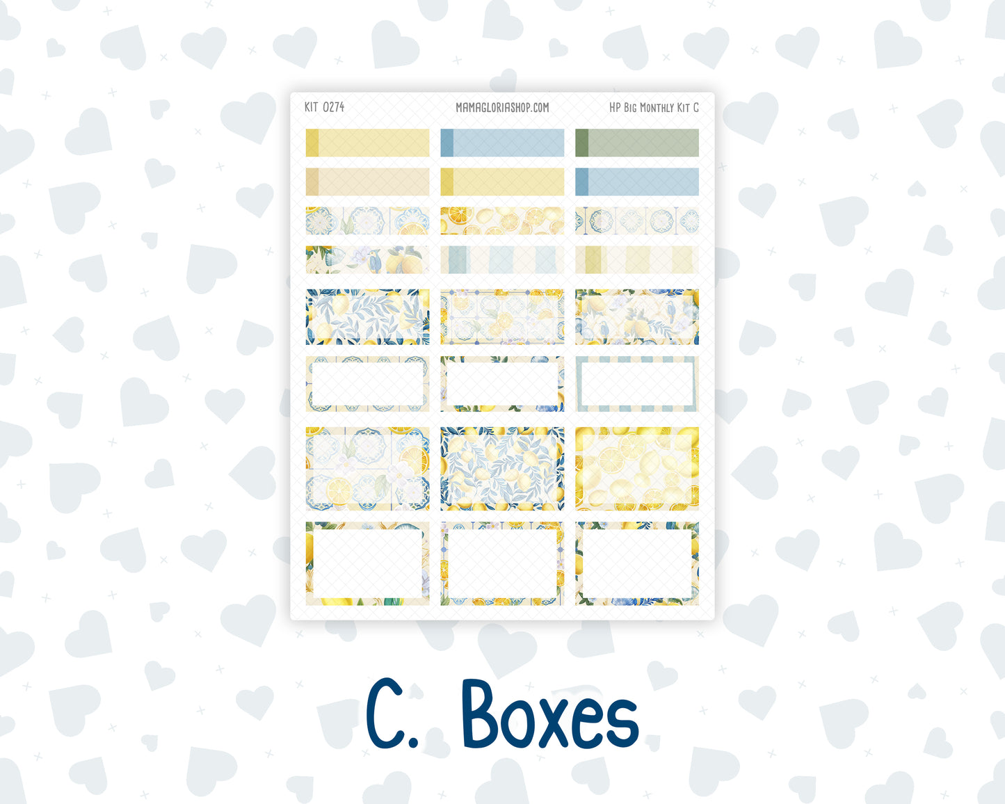 Kit 0274 - HP Big - Monthly Kit - July - Sunny Lemon Shore - For Big Happy Planner