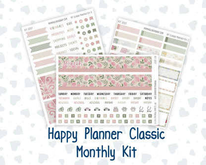 Kit 0257 - HP Classic - Monthly Kit - March - Blush Garden - For Classic Happy Planner