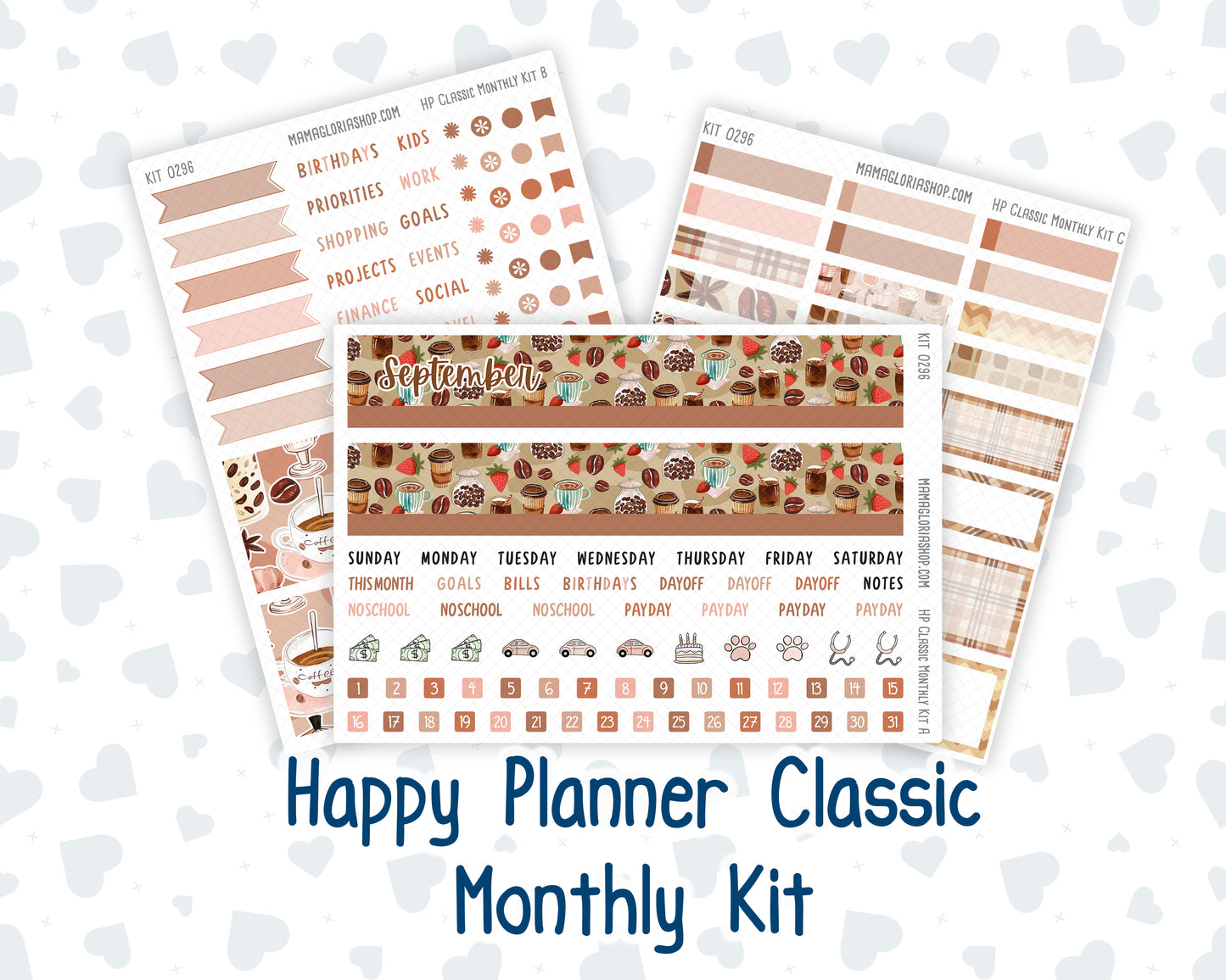 Kit 0296 - HP Classic - Monthly Kit - September - Coffee Break - For Classic Happy Planner