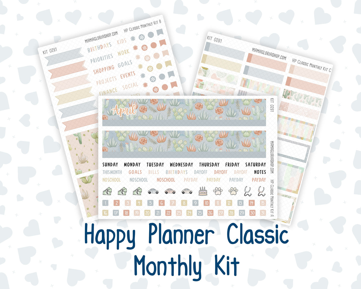 Kit 0261 - HP Classic - Monthly Kit - April - Llama Spring - For Classic Happy Planner