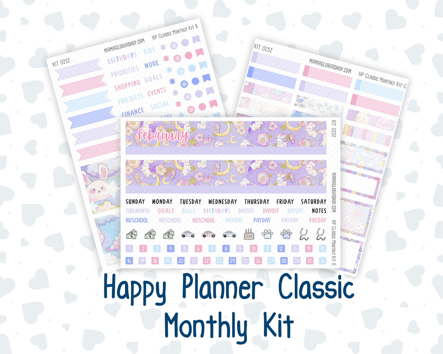 Kit 0252 - HP Classic - Monthly Kit - February - Tokyo Candy Cloud - For Classic Happy Planner