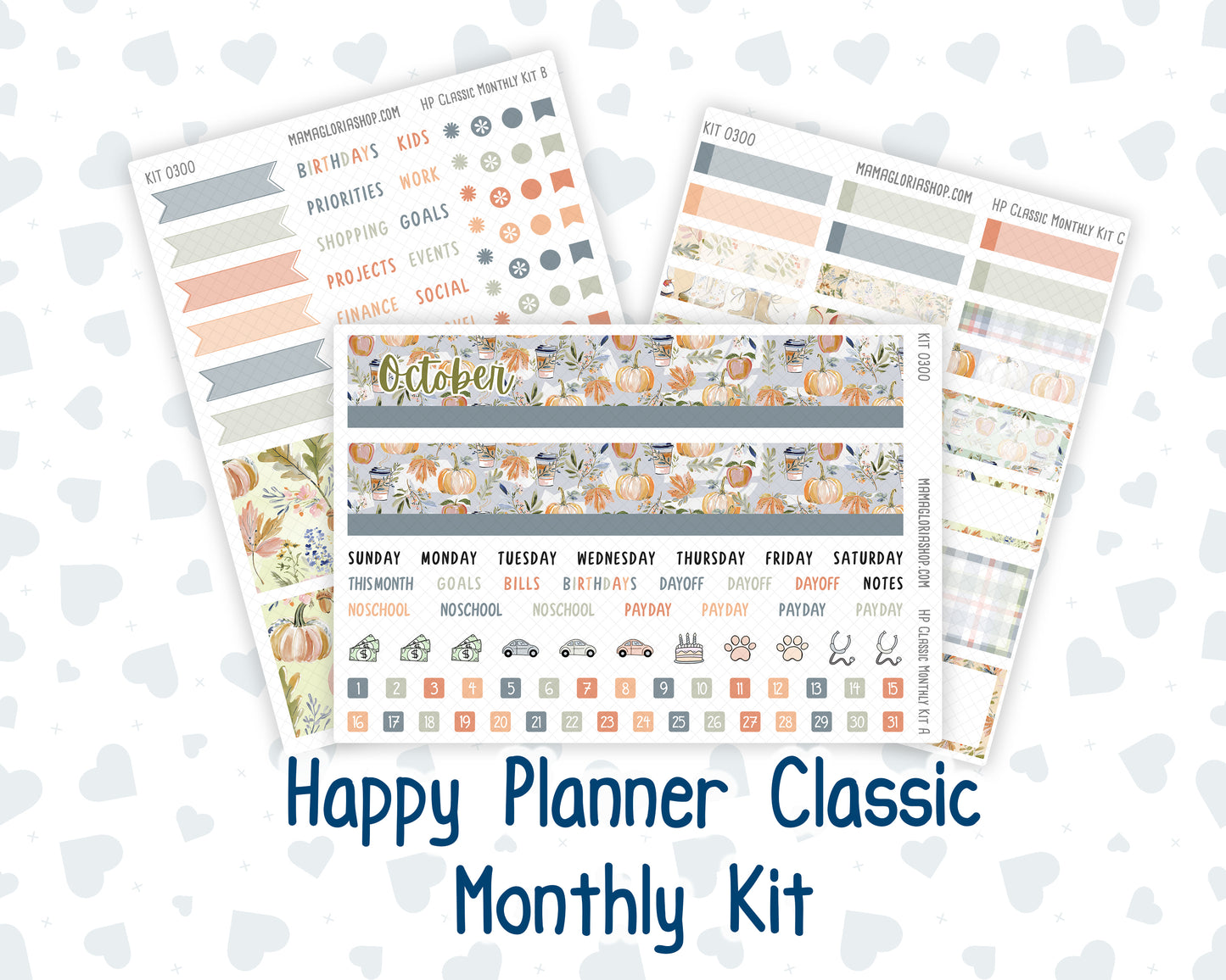 Kit 0300 - HP Classic - Monthly Kit - October - Autumn Stroll - For Classic Happy Planner