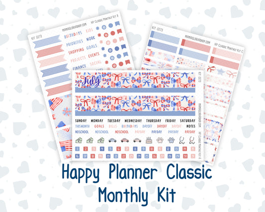 Kit 0273 - HP Classic - Monthly Kit - July - Americana In Bloom - For Classic Happy Planner