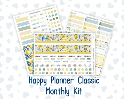 Kit 0274 - HP Classic - Monthly Kit - July - Sunny Lemon Shore - For Classic Happy Planner