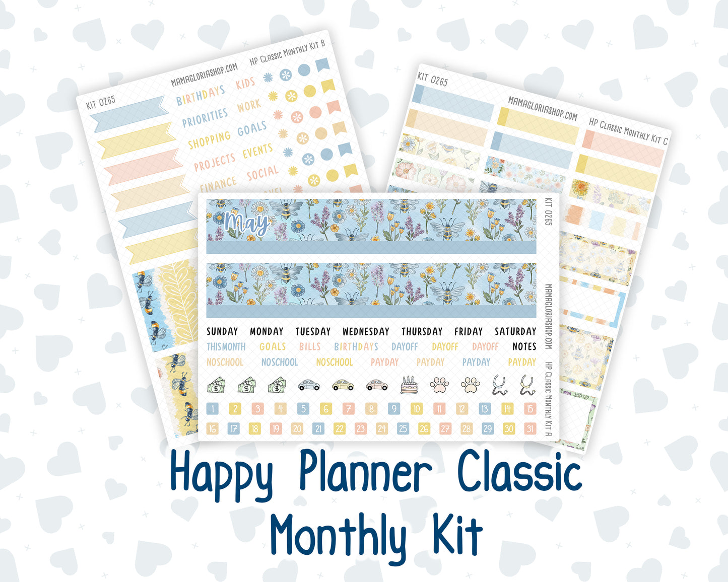 Kit 0265 - HP Classic - Monthly Kit - May - Honeybee Sky - For Classic Happy Planner