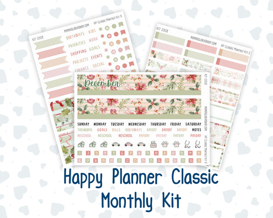 Kit 0308 - HP Classic - Monthly Kit - December - Knit & Holly - For Classic Happy Planner