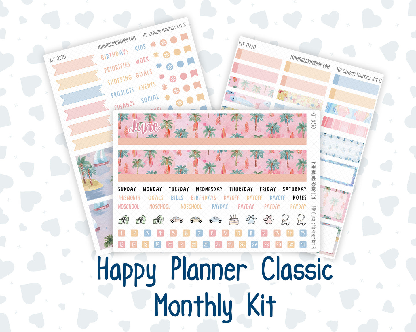 Kit 0270 - HP Classic - Monthly Kit - June - Beachside Bliss - For Classic Happy Planner