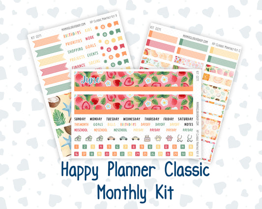 Kit 0271 - HP Classic - Monthly Kit - June - Strawberry Shore - For Classic Happy Planner