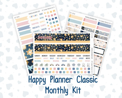 Kit 0248 - HP Classic - Monthly Kit - January - Midnight Countdown - For Classic Happy Planner