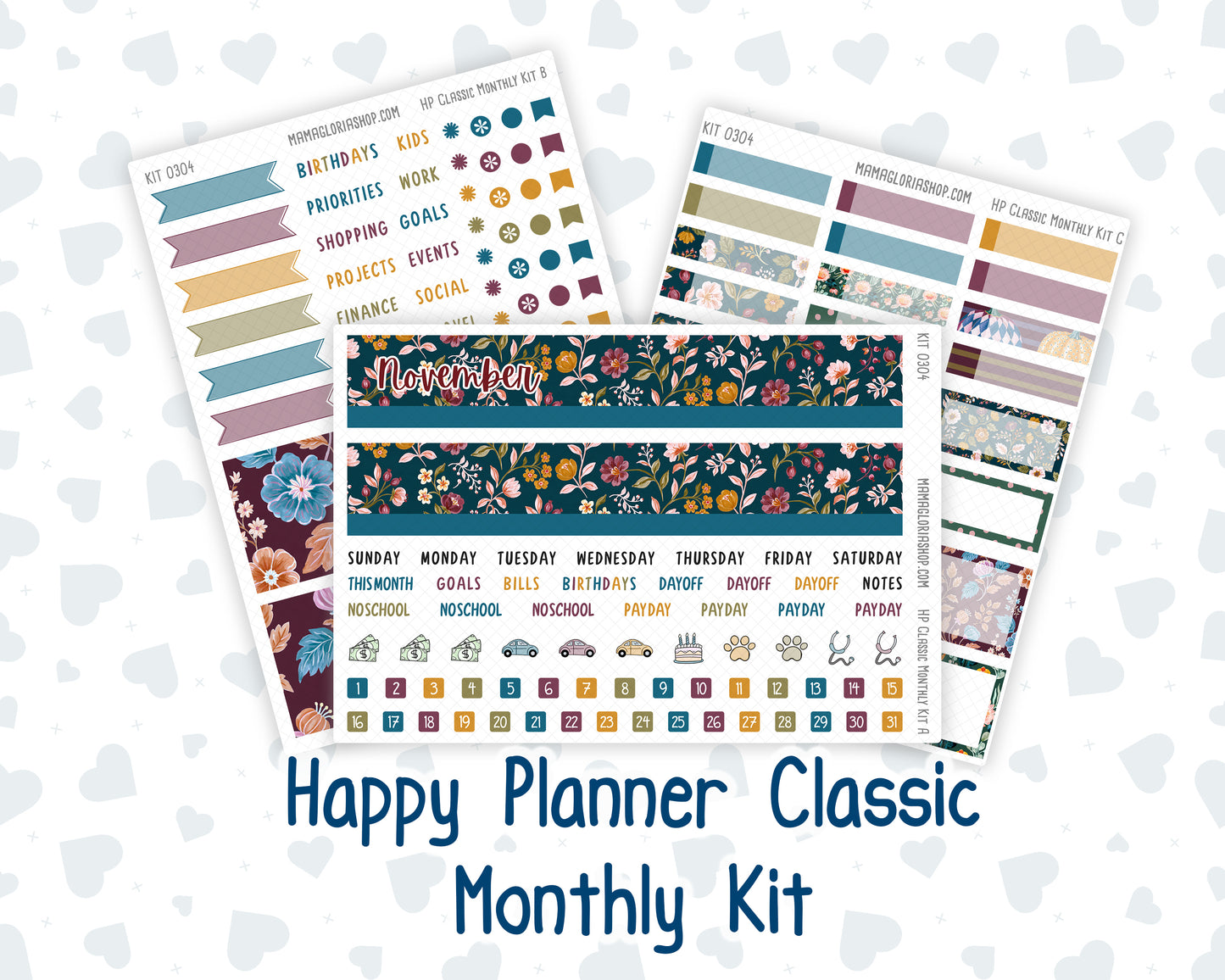 Kit 0304 - HP Classic - Monthly Kit - November - Autumn In Bloom - For Classic Happy Planner