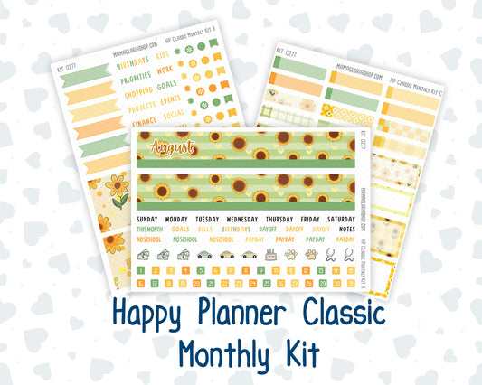 Kit 0277 - HP Classic - Monthly Kit - August - Sunflower Drama Club - For Classic Happy Planner