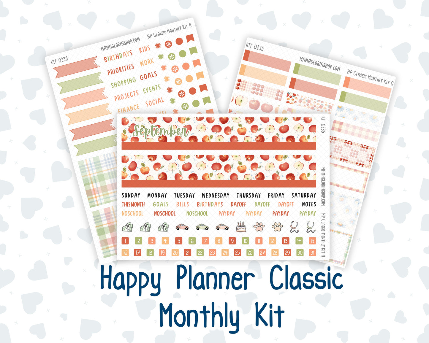 Kit 0235 - HP Classic - Monthly Kit - September - Apple Orchard - For Classic Happy Planner