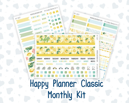 Kit 0227 - HP Classic - Monthly Kit - July - Lemon Grove - For Classic Happy Planner