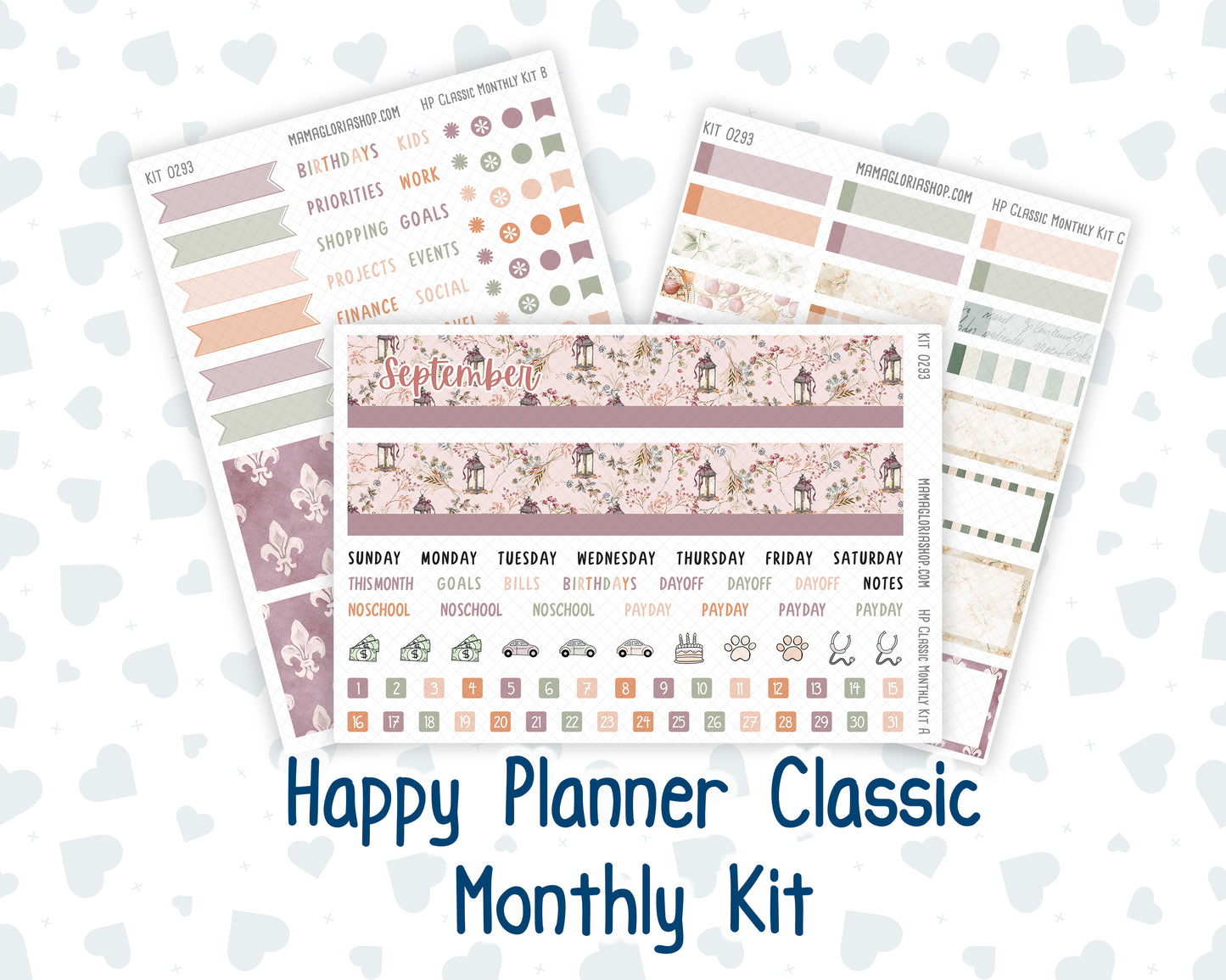 Kit 0293 - HP Classic - Monthly Kit - September - Fleur de Provence - For Classic Happy Planner