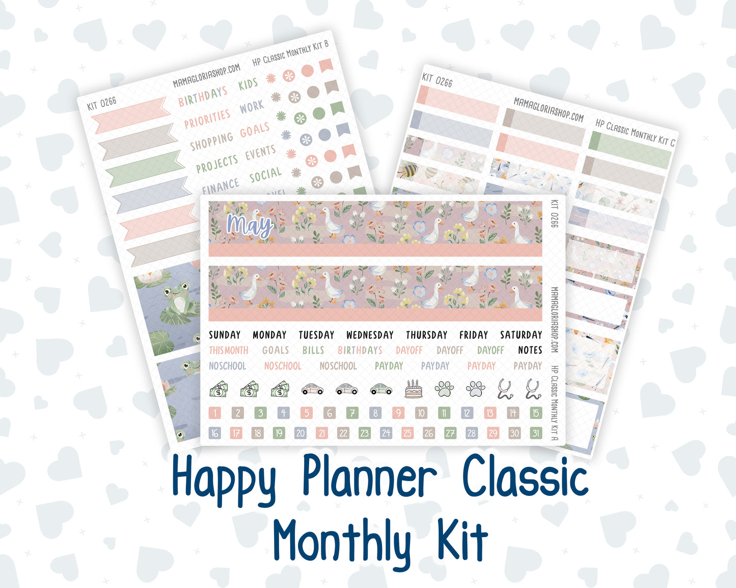 Kit 0266 - HP Classic - Monthly Kit - May - Froggy Lake Picnic - For Classic Happy Planner