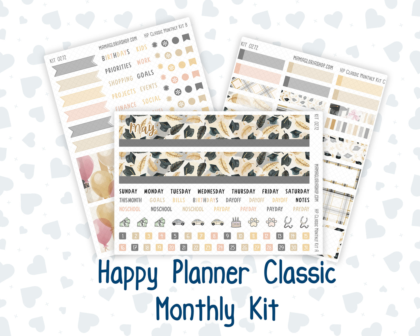 Kit 0272 - HP Classic - Monthly Kit - May - Graduation - For Classic Happy Planner