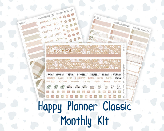 Kit 0301 - HP Classic - Monthly Kit - November - Sunday Comfort - For Classic Happy Planner