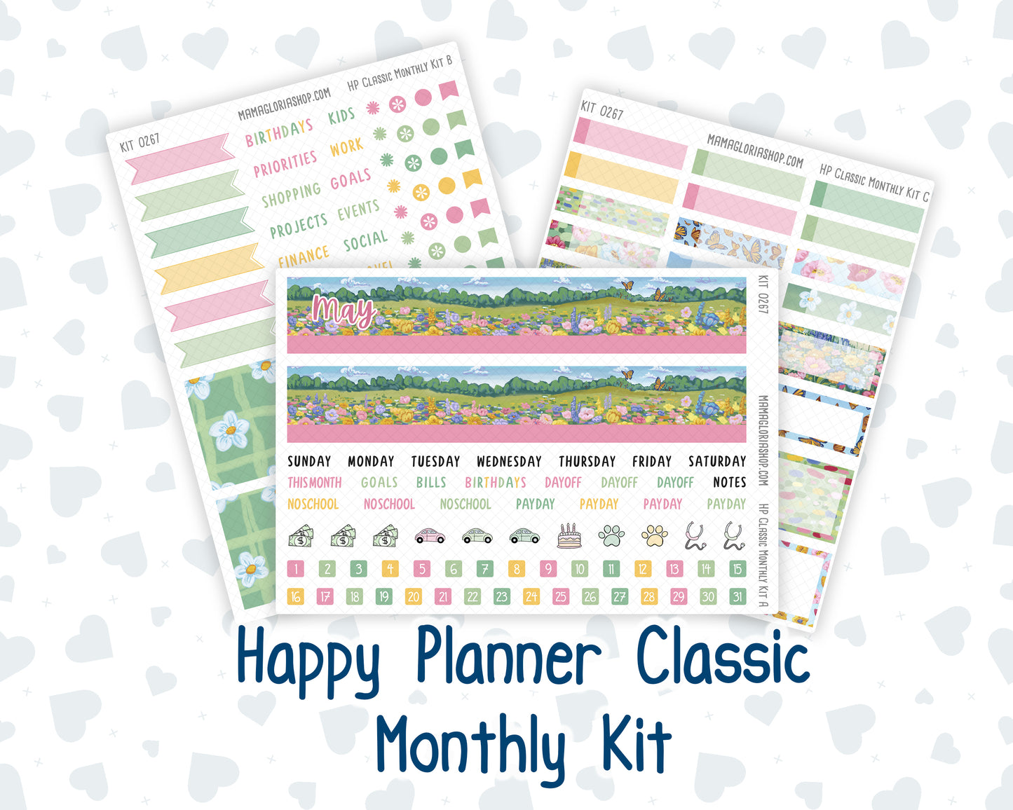 Kit 0267 - HP Classic - Monthly Kit - May - Flowers For Mama - For Classic Happy Planner