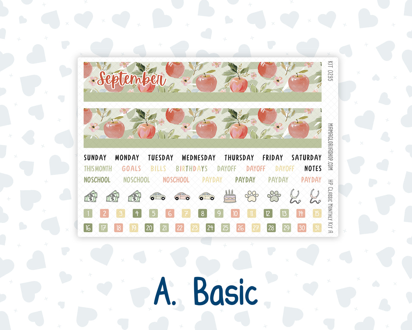 Kit 0295 - HP Classic - Monthly Kit - September - Apple Harvest - For Classic Happy Planner