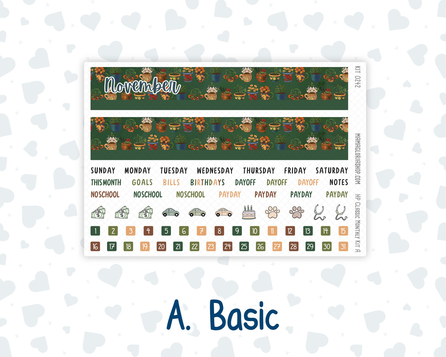 Kit 0242 - HP Classic - Monthly Kit - November - Cottage Autumn - For Classic Happy Planner