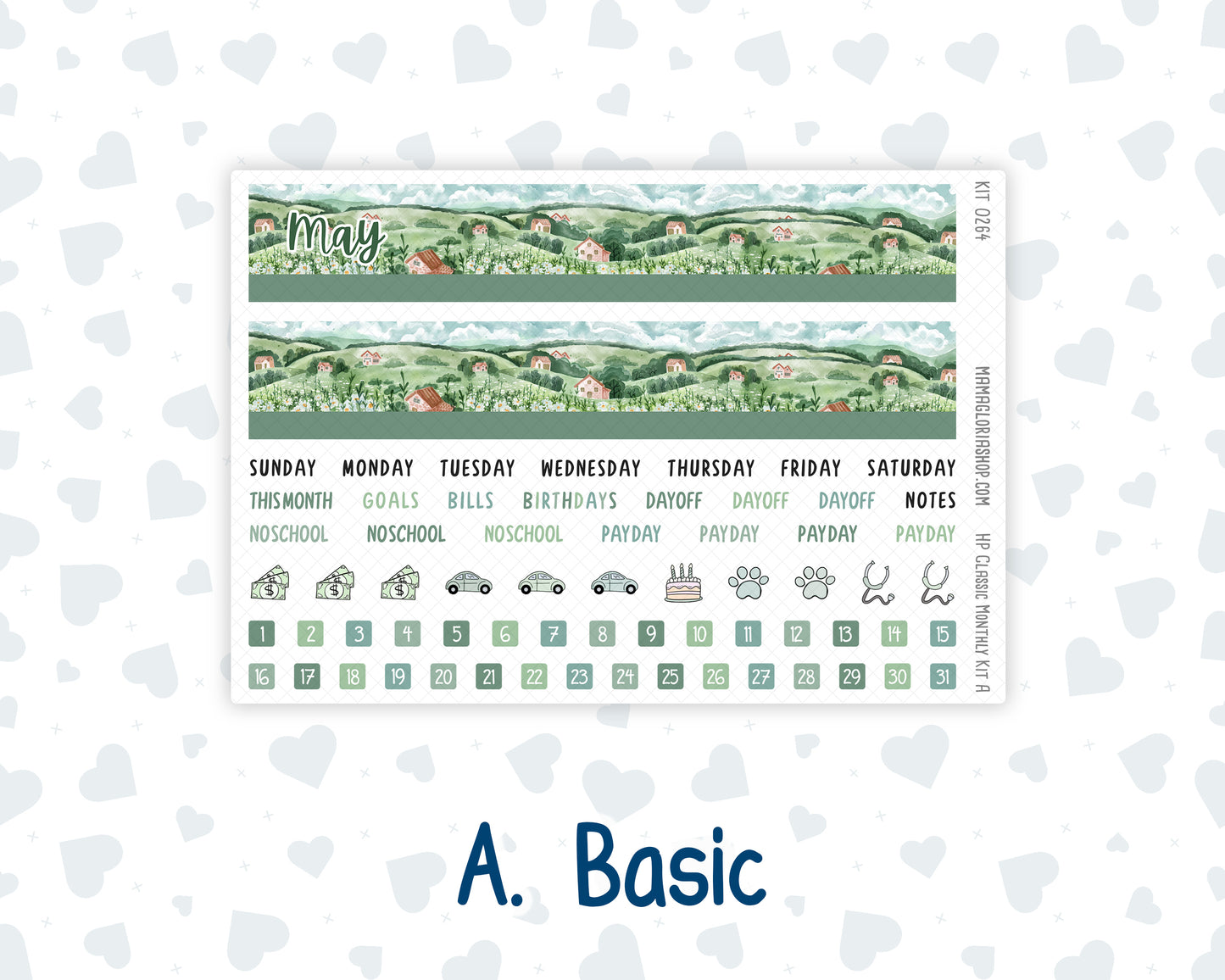 Kit 0264 - HP Classic - Monthly Kit - May - Spring Walk - For Classic Happy Planner