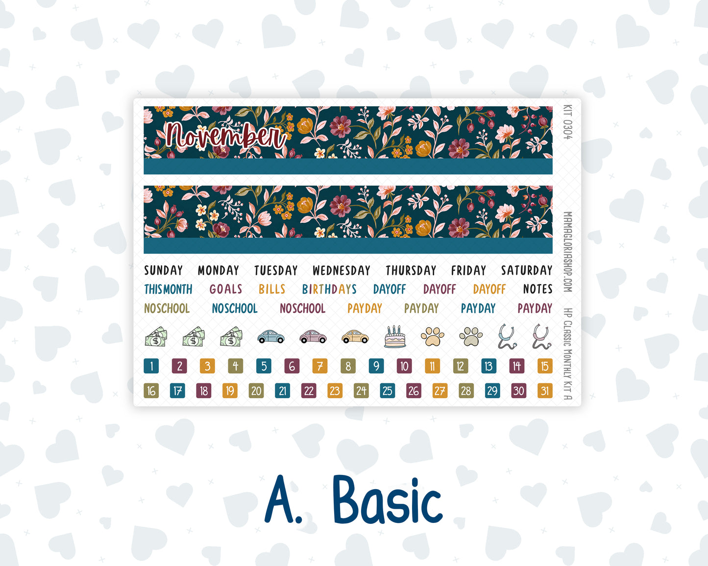 Kit 0304 - HP Classic - Monthly Kit - November - Autumn In Bloom - For Classic Happy Planner