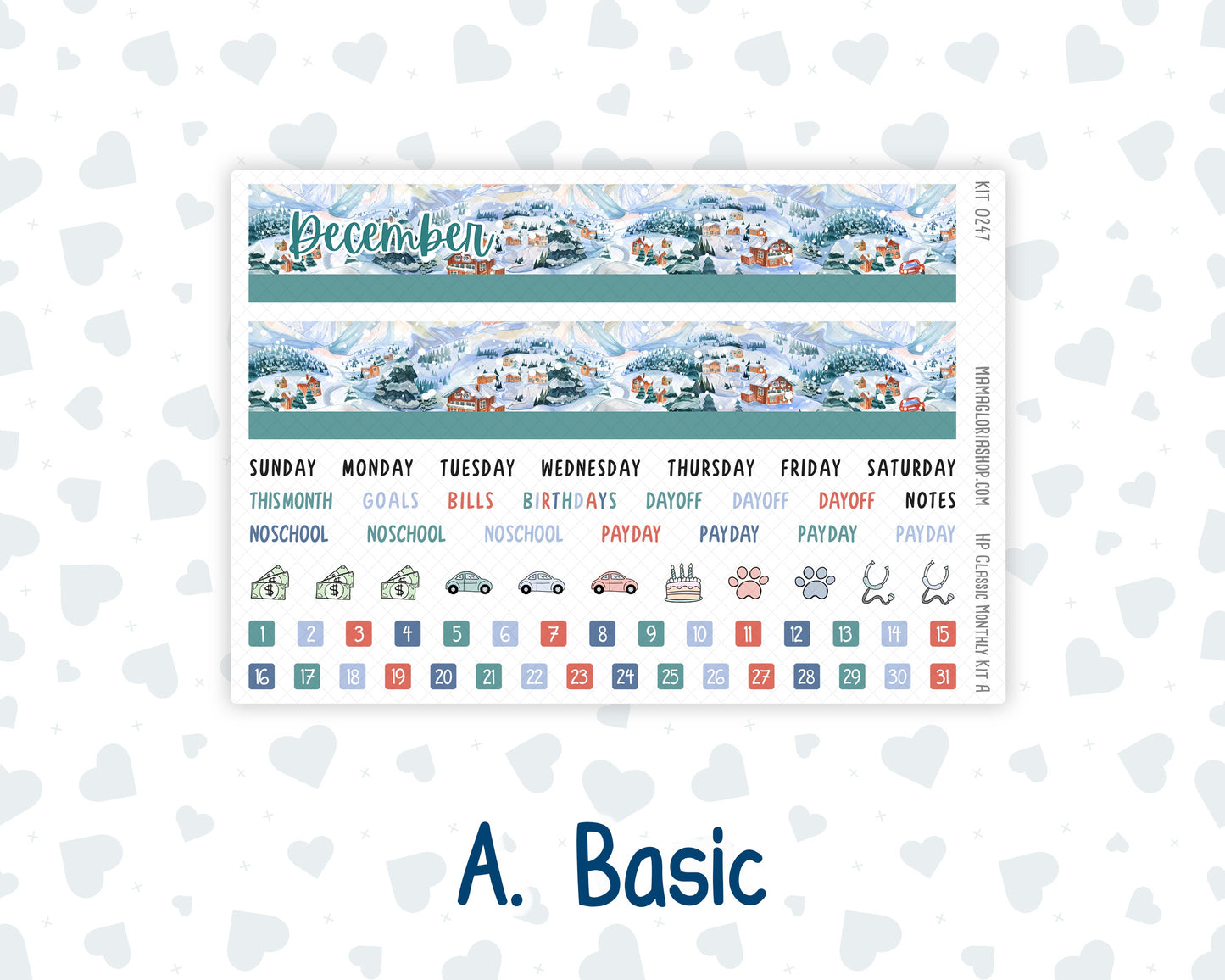 Kit 0247 - HP Classic - Monthly Kit - December - Snow Day Adventures - For Classic Happy Planner